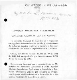 Argentina, Comision Nacional del Antarctico, Division Antardida y Malvinas