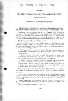 Chile, Protocol of accession to the Santiago Declaration on the maritime zone 1955