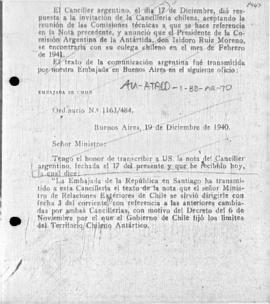 Argentine note to Chile concerning meeting in Santiago to discuss the delimitations of the Antarc...