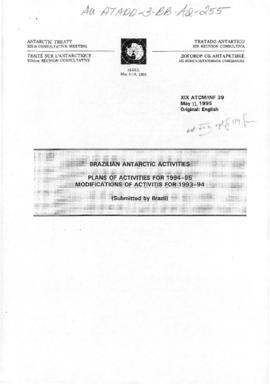 Nineteenth Antarctic Treaty Consultative Meeting, Seoul, Information paper 39 "Brazilian Ant...