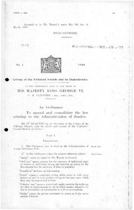 Falkland Islands Dependencies, Administration of Justice Ordinance, no 1 of 1949