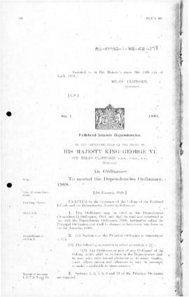 Falkland Islands Dependencies, Dependencies (Amendment) Ordinance, no 1 of 1951