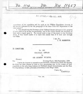 Letter to Hubert Wilkins authorising him to claim territory