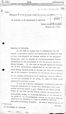 British note to Argentina concerning reference in a decree to the South Orkney Islands' lying wit...