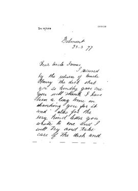 Letter to JB Cotton from Alma Rachel Cotton