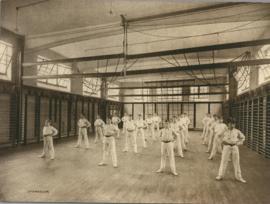 Photograph of boys in the gymnasium at Ackworth School