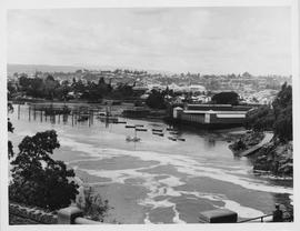 View over the Tamar River to the public baths from Kings Bridge