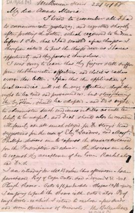 Letter Francis Cotton to Anna Maria Cotton 22nd April 1868