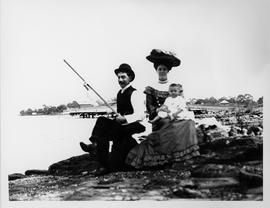 Photograph of family group fishing